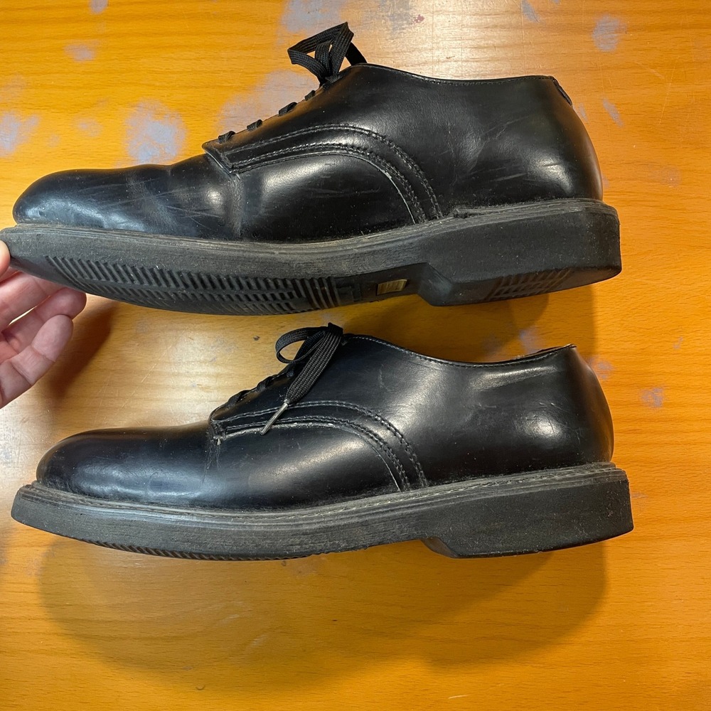 VTG Mens 7.5 Wide Black Leather Oxford Steel Toe Work Safety Shoes Oil Resistant - Picture 3 of 12